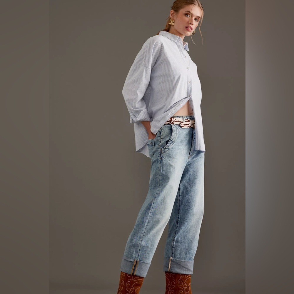 NWT! Anthropologie  Lonnie Cuffed High-Rise Crop Jeans by Pilcro - Size 31 💚